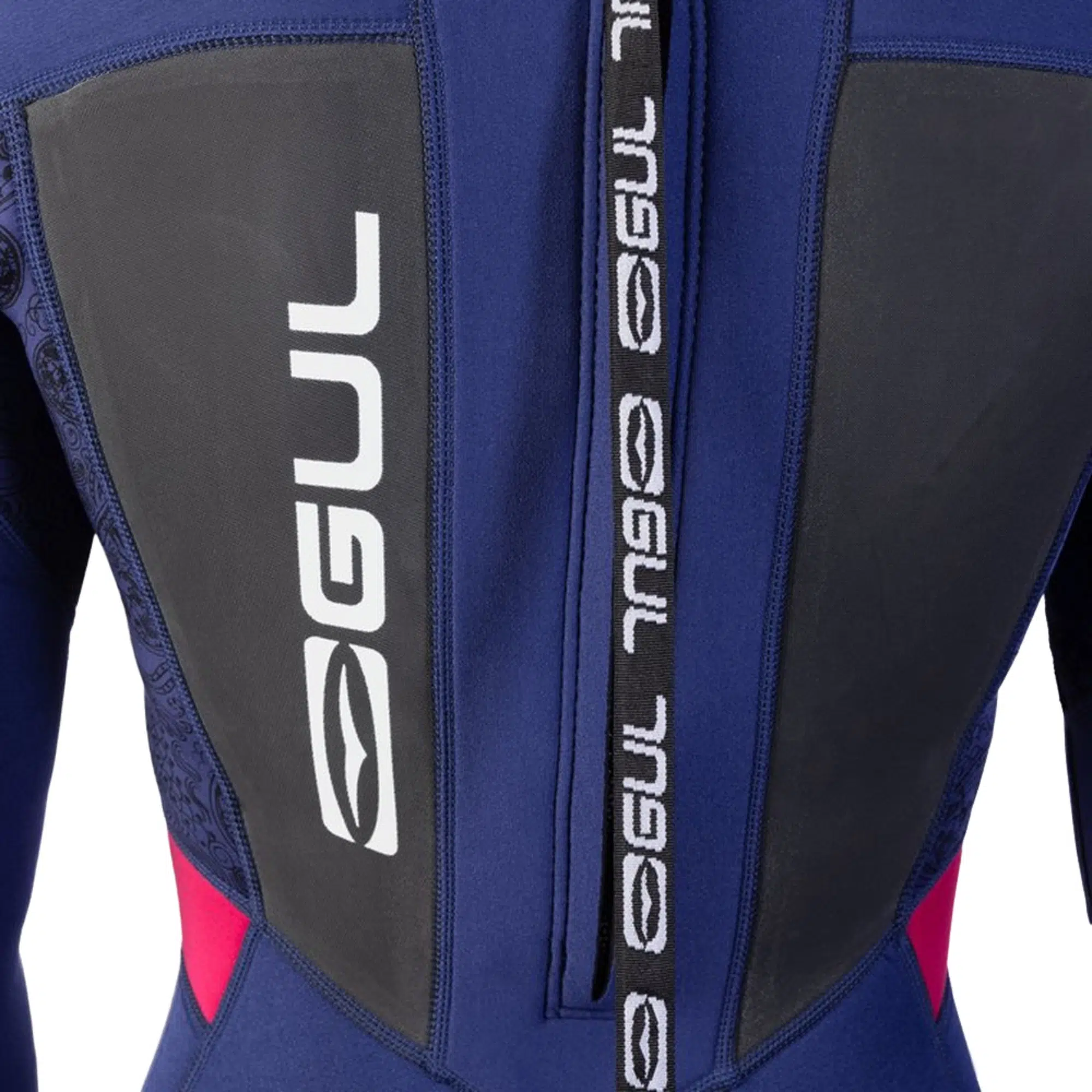 Gul Womens Response 32mm Flatlock Back Zip Wetsuit RE1319-C1 - Navy Paisley CLOSE UP