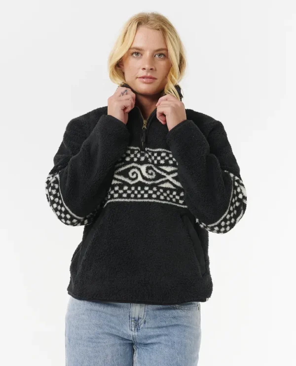 rip curl oceanic cosmic kiss fleece black collar