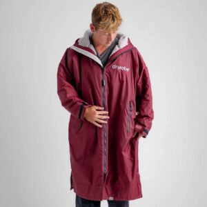 dryrobe advance long sleeve burgundy & silver grey male front
