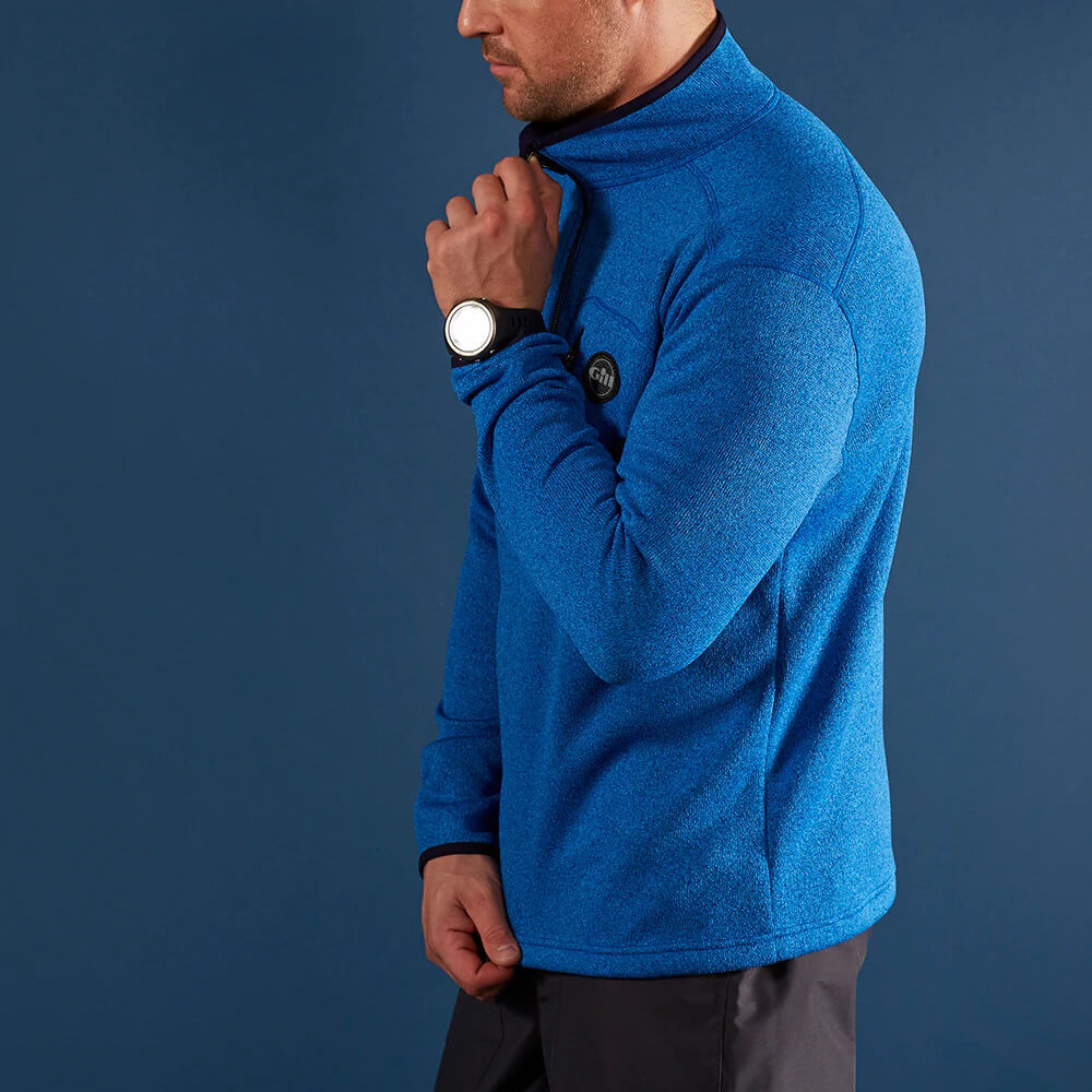 Gill Mens Knit Fleece Blue Worn